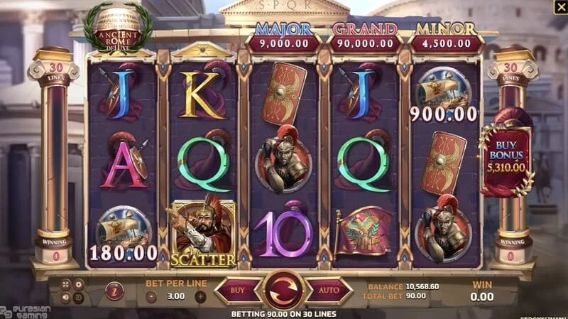 Ancient Rome Deluxe AI – bonusa ekrāns ar papildu balvām